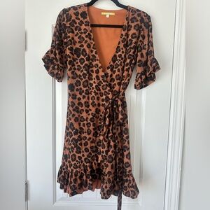 Gianni Bini Brown Leopard Print Mini Dress Size XS